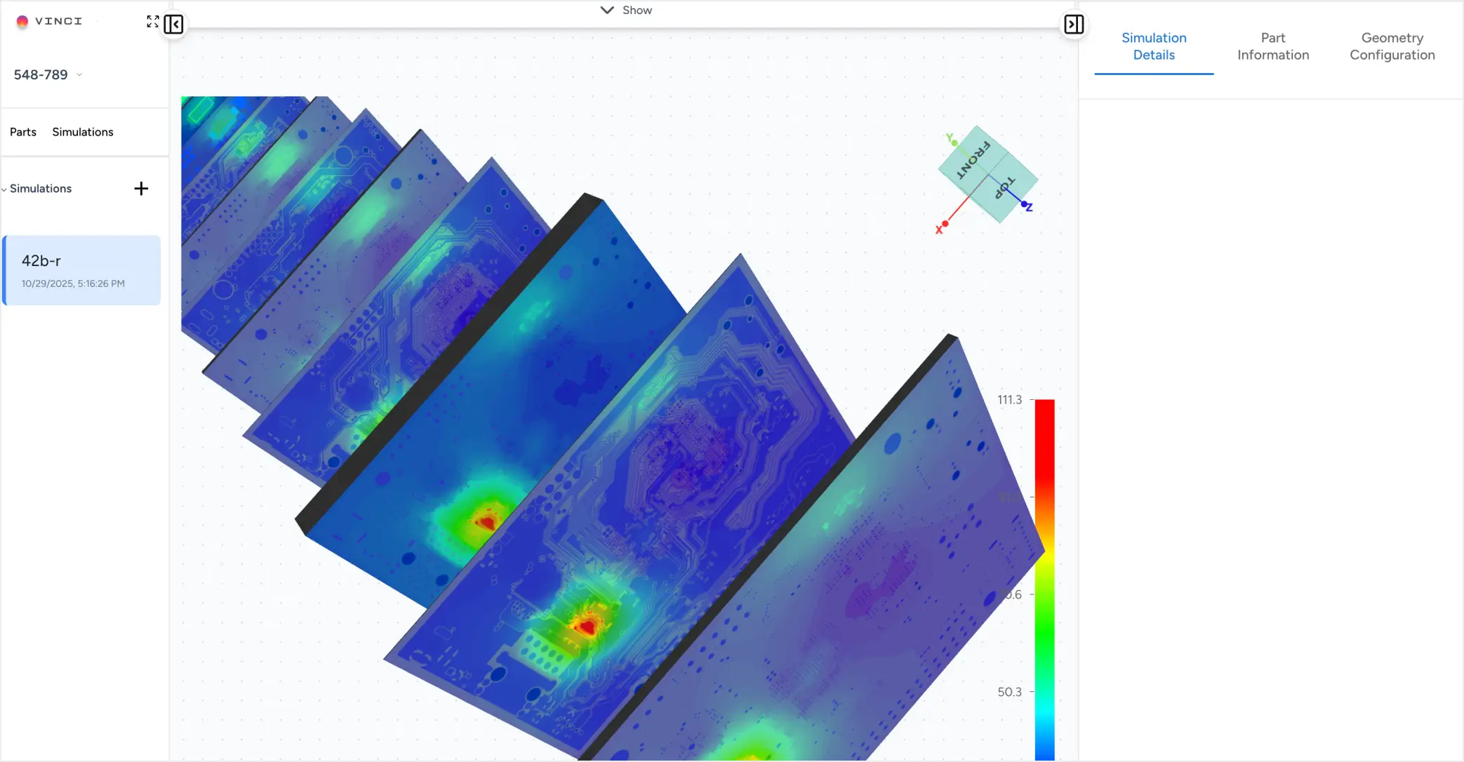 Screenshot of Vinci software showing model simulations.